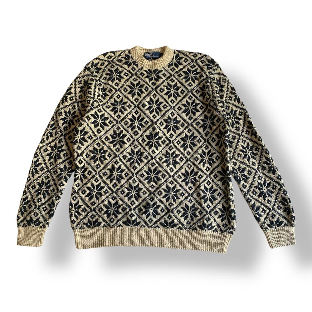 Polo by Ralph Lauren Vintage 90’s Nordic Print Hand knit Sweater Size M